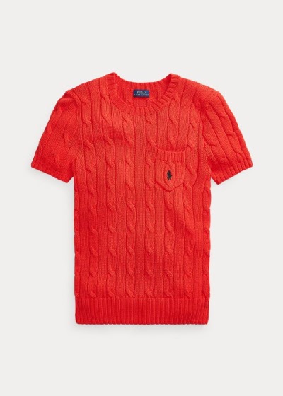 Sueter Polo Ralph Lauren Mujer Rojos - Cable Short-Sleeve - XMSHR1408